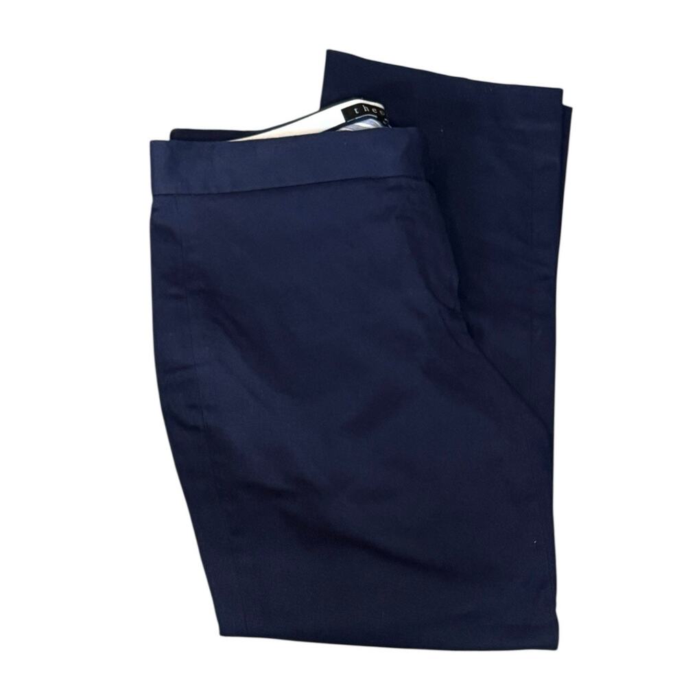 Theory Chino Pants Women Size 4 Navy Straight Leg Classic Preppy Workwear